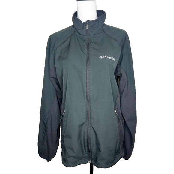 Men's Columbia Omni Shield Black Lined Jacket Coat Medium Collar Zip - Picture 1 of 13